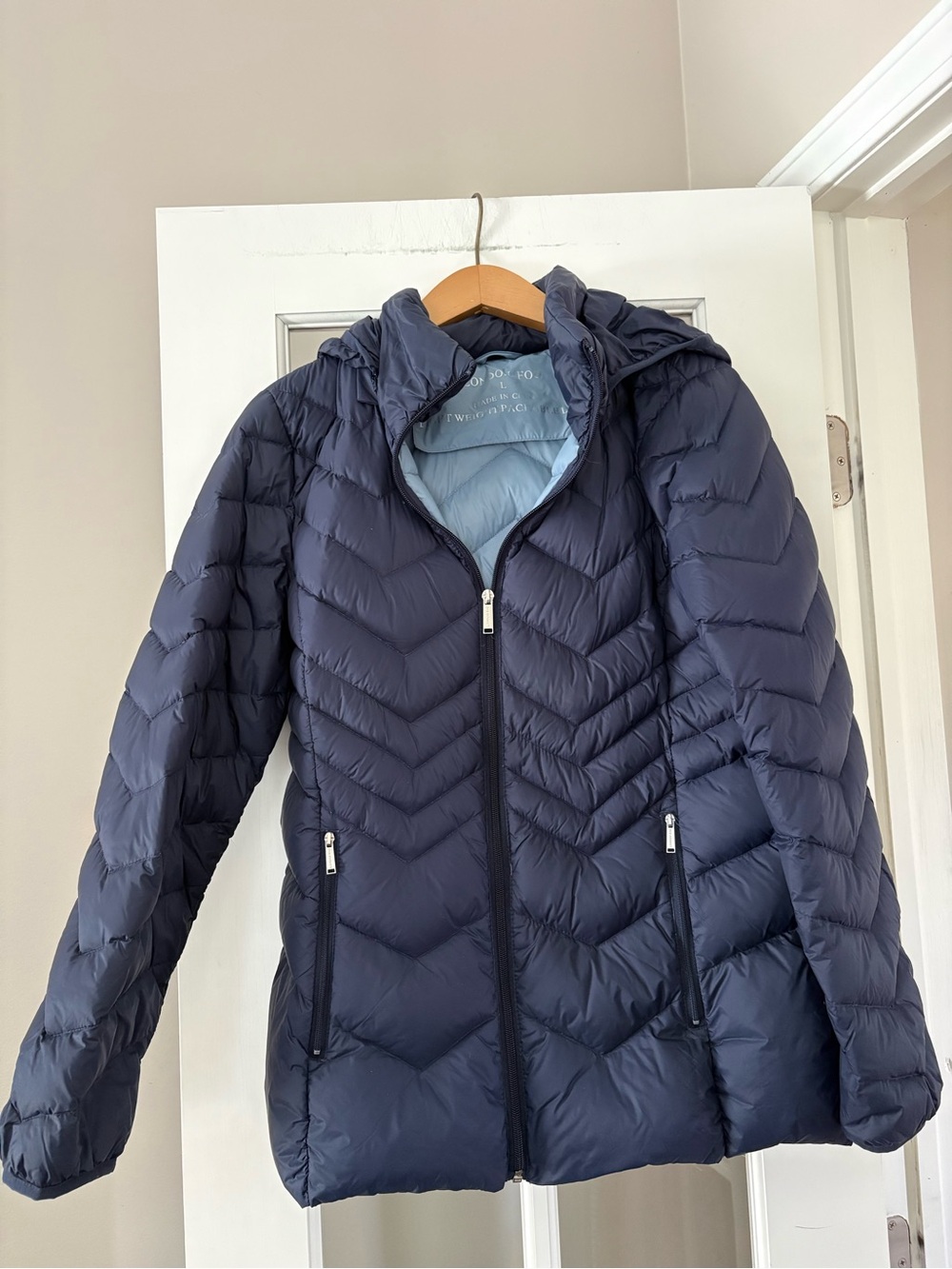 London Fog Lightweight Packable Coat Jacket Navy Blue Womens size L